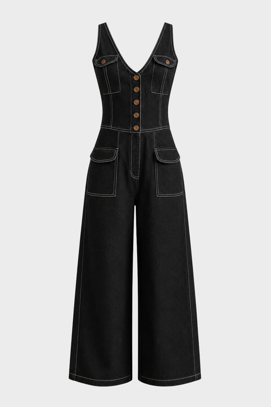Damen Denim Overall | Weites Bein