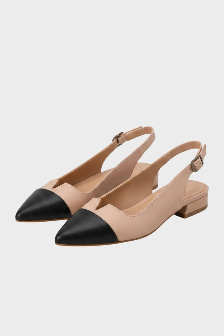 Damen Spitze Slingback-Pumps | Zweifarbige Vorderpartie