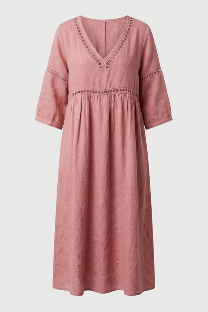 Damen Natur Sommerkleid | Midi