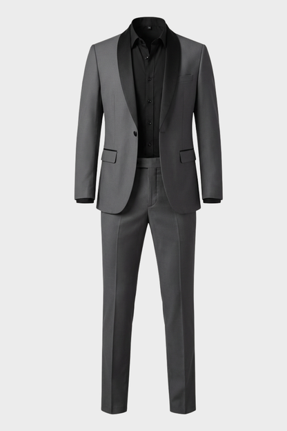 2-teiliger Smoking Herrenanzug Slim Fit – Satin-Schalkragen