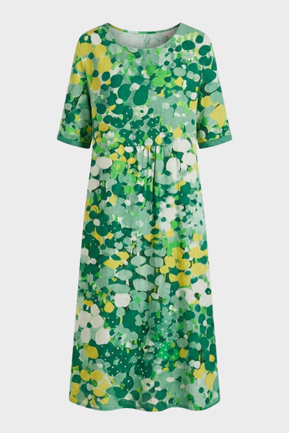 Damen Floral Midikleid | Rundhals