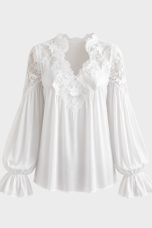 Damen Spitze Bluse | Ballonärmel
