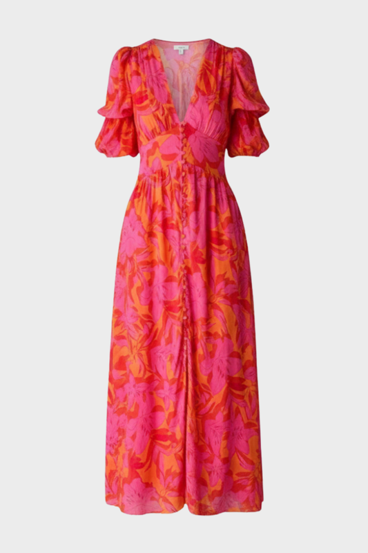 Damen Boho Maxikleid | Volantärmel