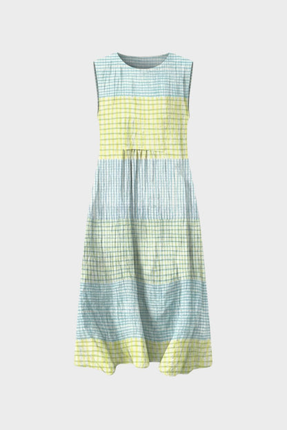 Damen Streifen Midikleid | Ärmellos