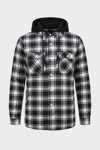 Herren Karo-Freizeitjacke | Kapuze & Pattentaschen