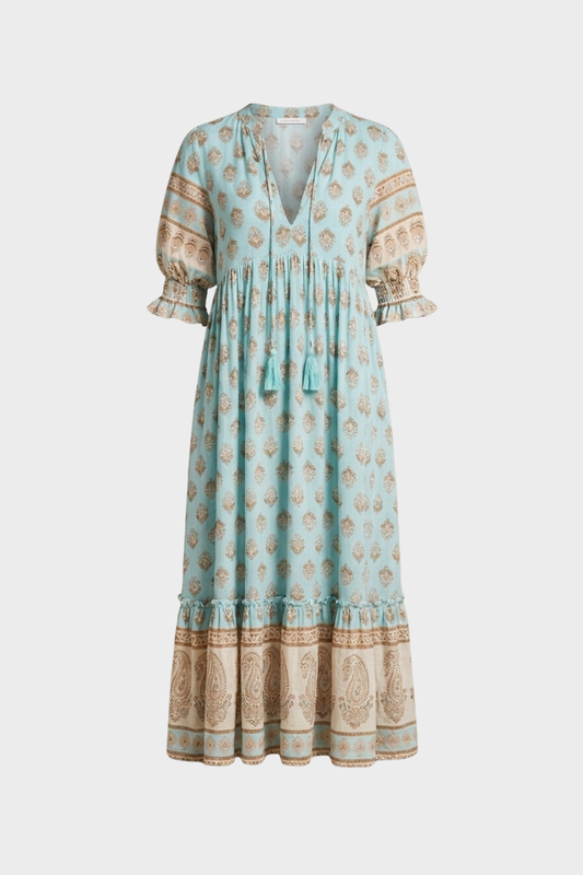 Damen Boho Maxikleid | Quastenband