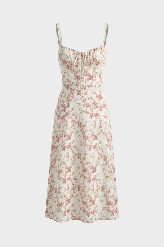 Sommerkleid Damen Midikleid mit Blumenmuster und Trägern