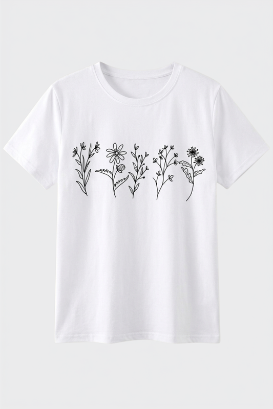 Damen Grafik T-Shirt | Blumenprint