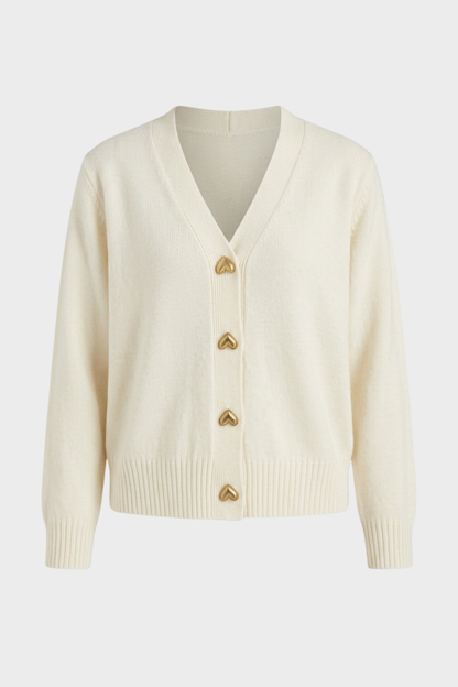 Damen V-Ausschnitt-Cardigan | Dekorative Knopfleiste