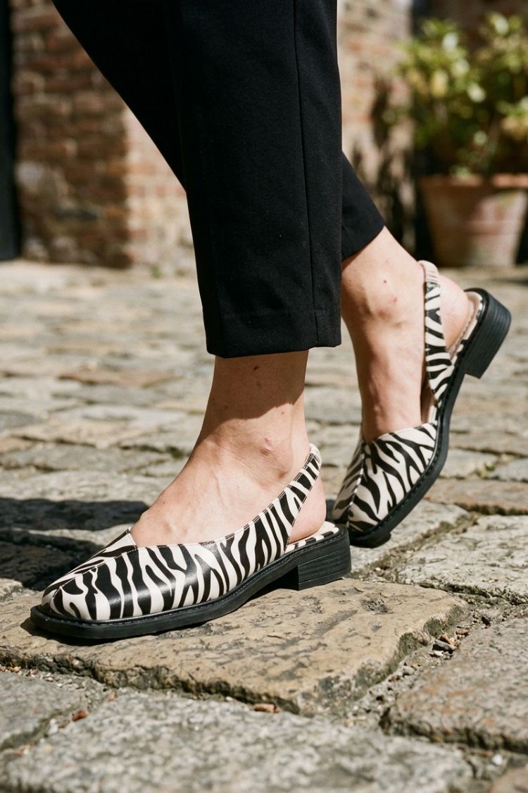 Damen Slingback Ballerinas | Eckige Zehenpartie