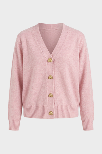 Damen V-Ausschnitt-Cardigan | Dekorative Knopfleiste