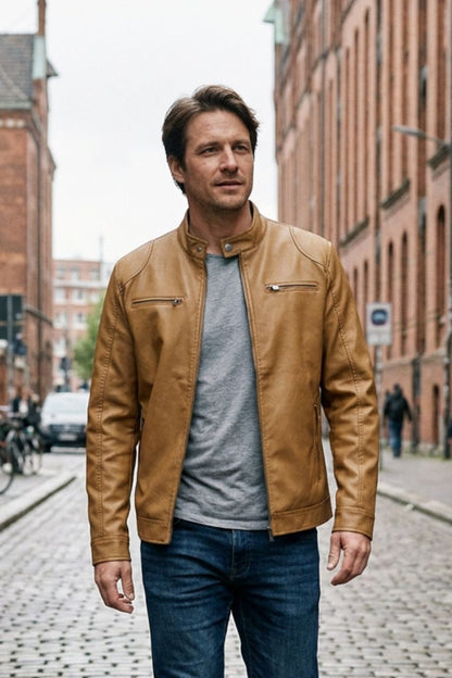 Herren Bikerjacke | Stehkragen & Reißverschlusstaschen
