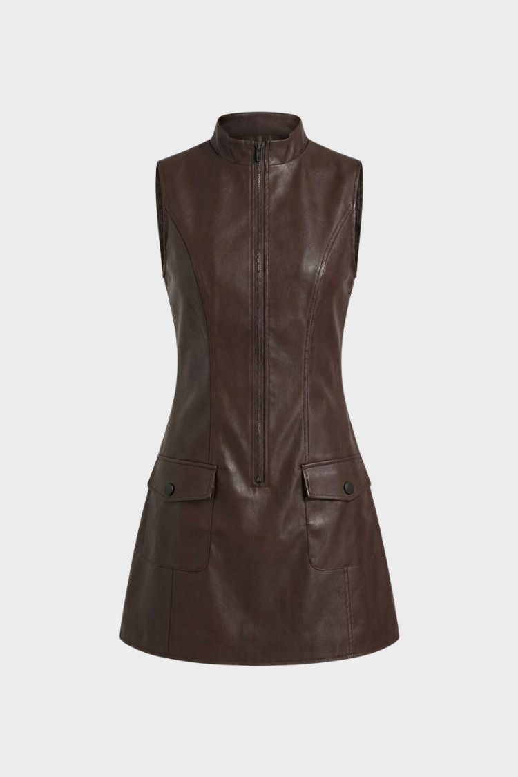 Damen Ärmelloses Zip-Kleid | Taschendetails