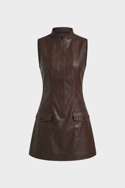 Damen Ärmelloses Zip-Kleid | Taschendetails