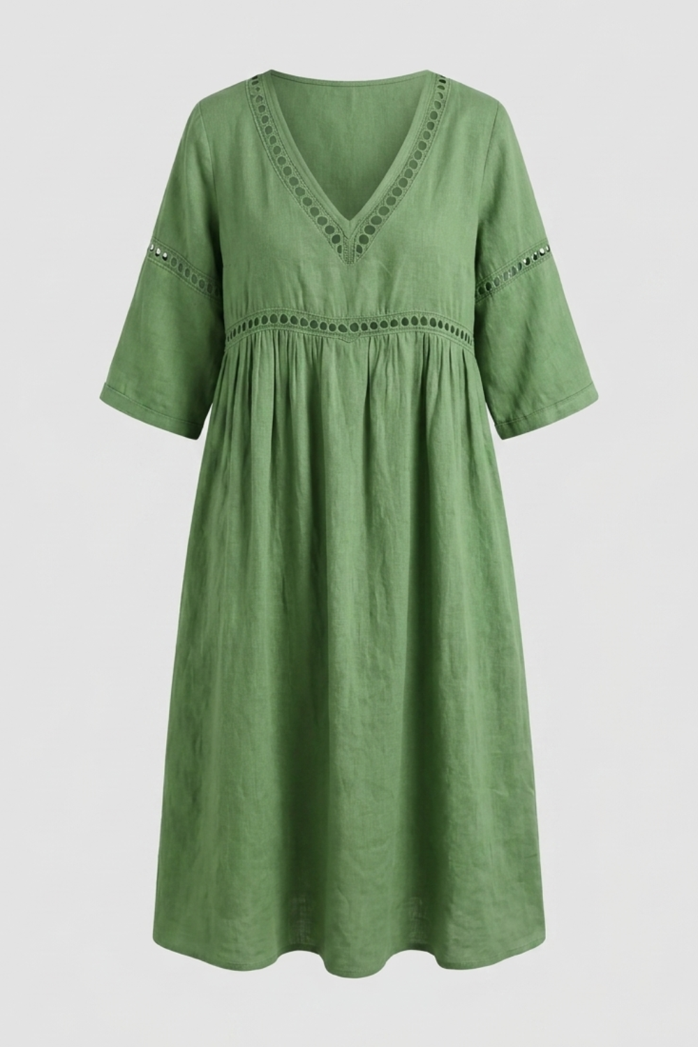 Damen Natur Sommerkleid | Midi