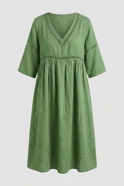 Damen Natur Sommerkleid | Midi