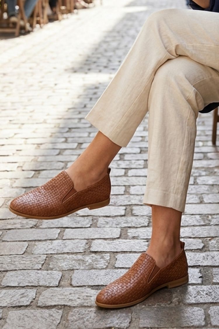 Damen Struktur-Loafer | Niedriger Blockabsatz