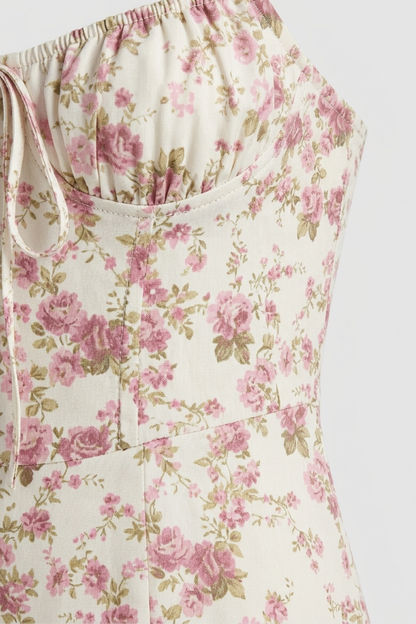 Sommerkleid Damen Midikleid mit Blumenmuster und Trägern