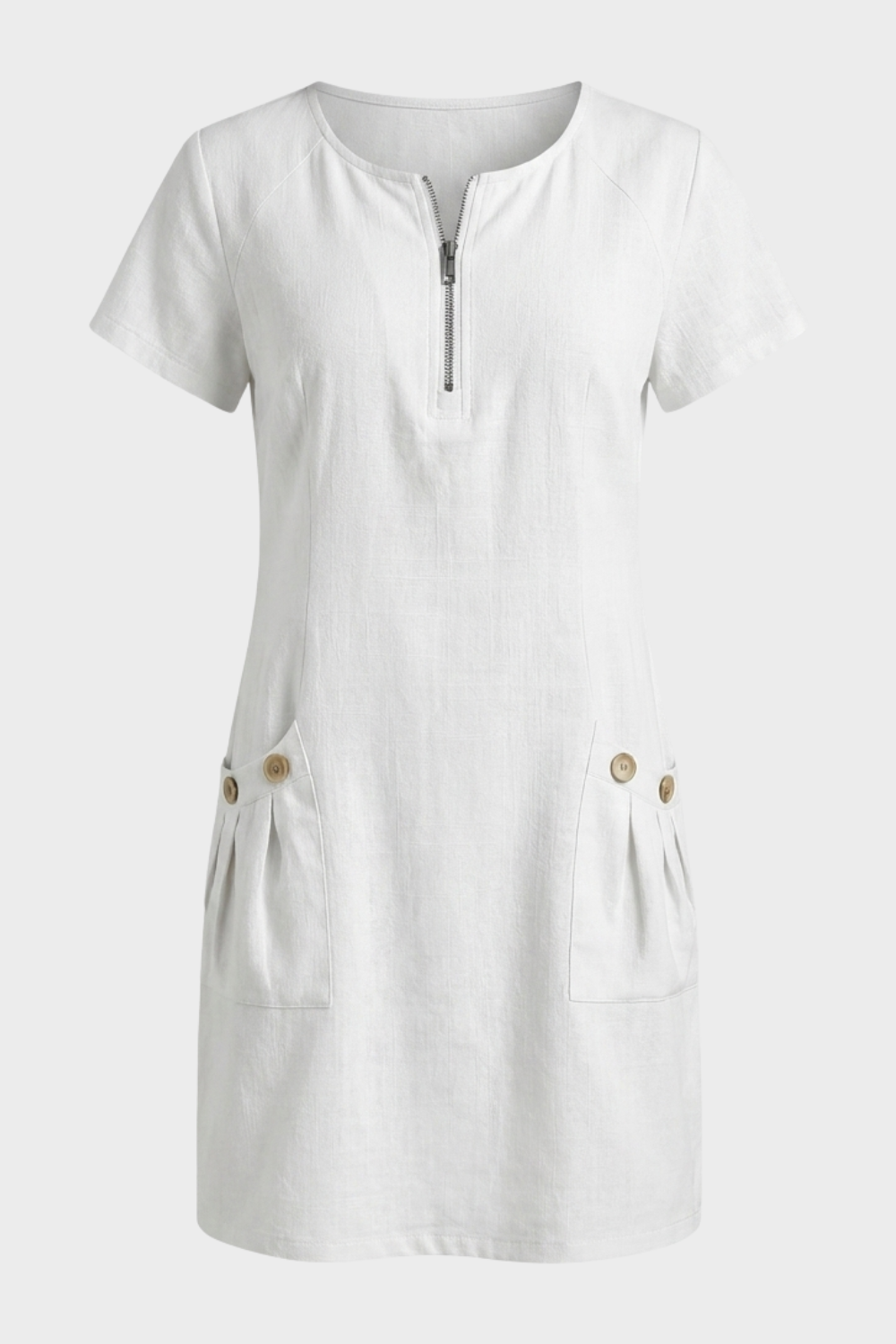 Damen Kurzes Leinenkleid | Taschen