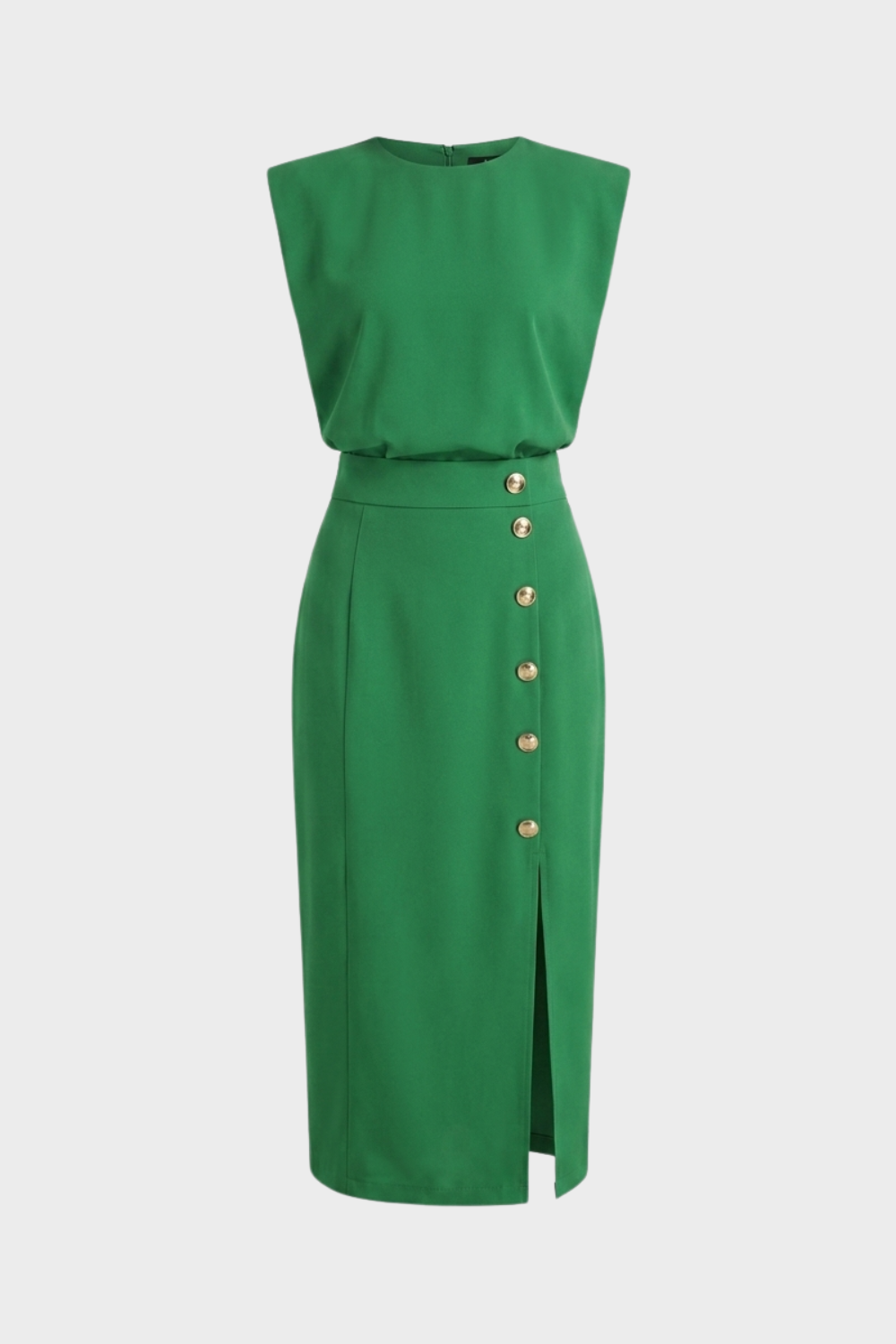 Damen Midikleid Knopf | Ärmellos