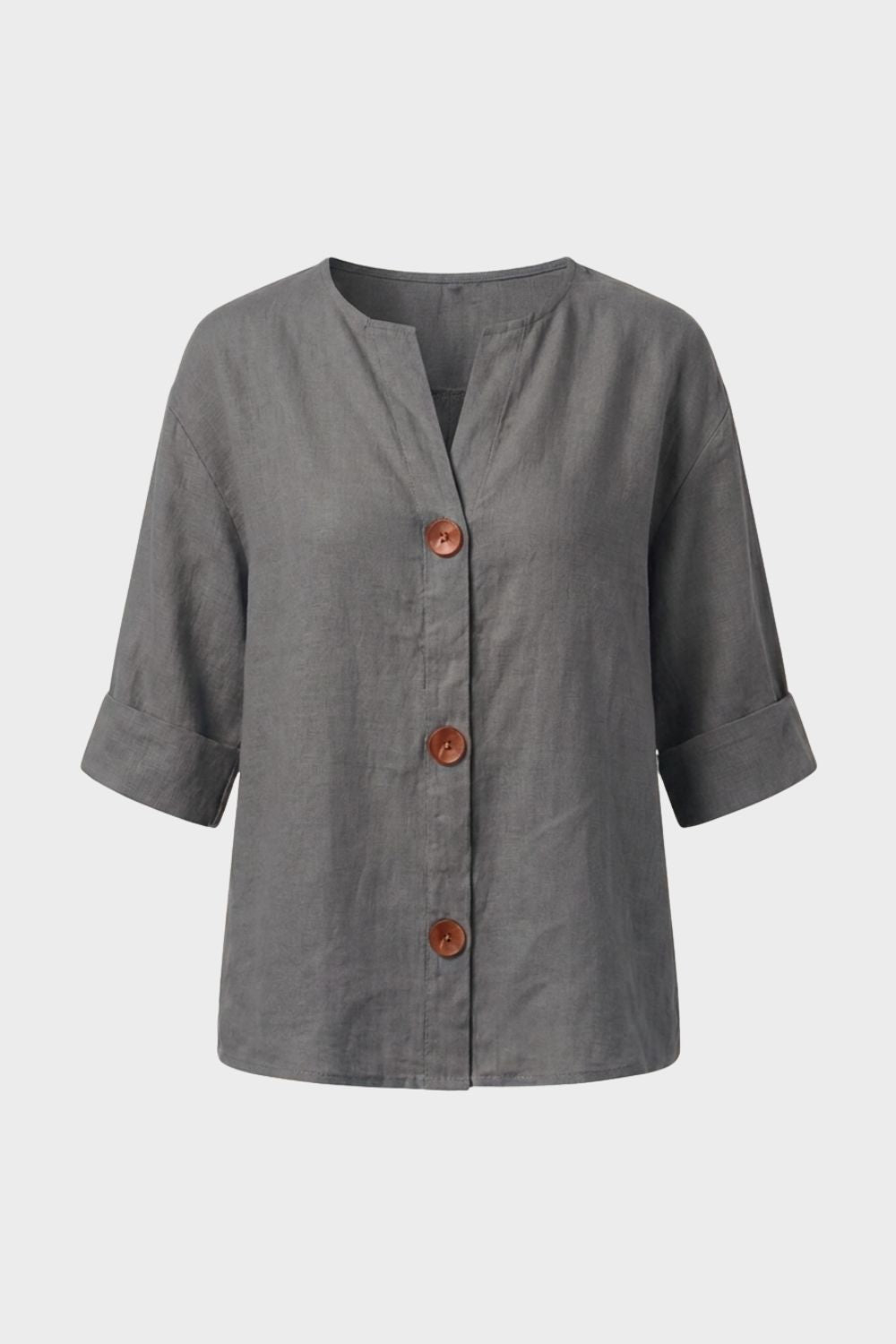 Damen Leinenbluse | Legere Knöpfe