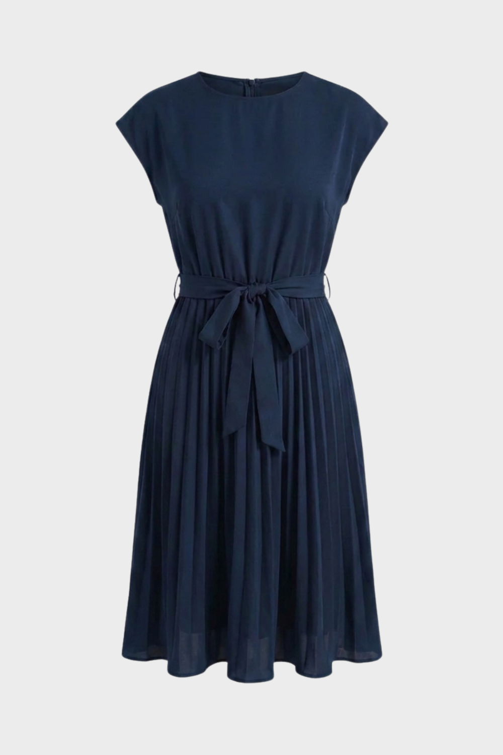 Midikleid Damen mit Plisseerock und Gürtel