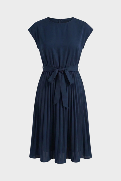 Midikleid Damen mit Plisseerock und Gürtel