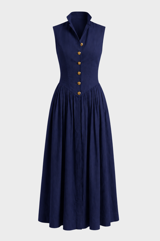 Damen Kragen Sommerkleid | Ärmellos