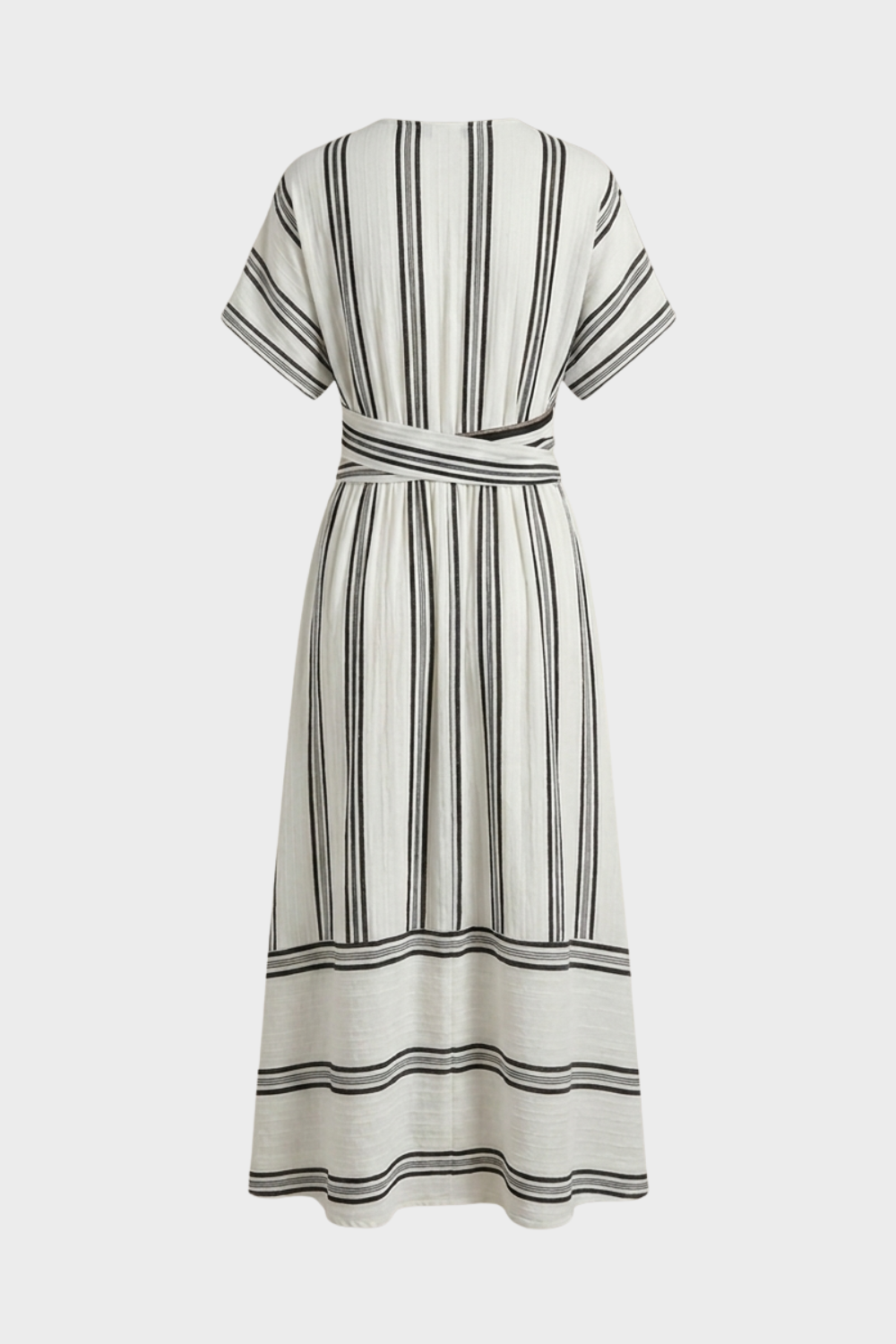 Damen Streifen Wickelkleid | Maxi