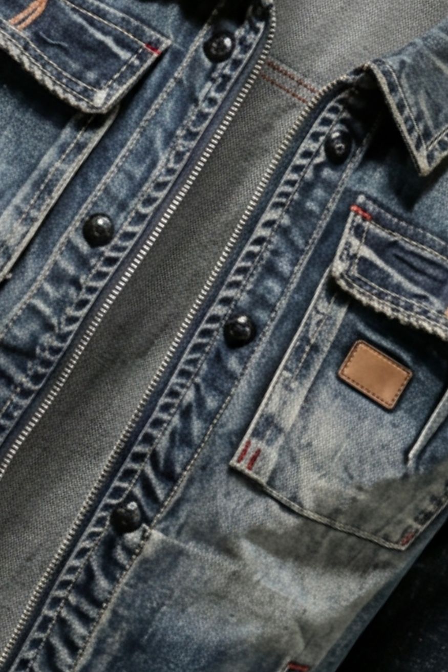 Herren Freizeitjacke im Trucker-Stil | Knopfleiste & Brusttaschen