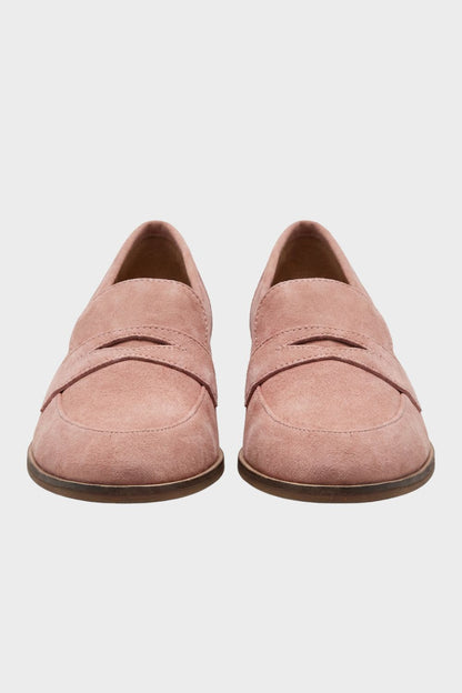 Damen Penny Loafer | Rosa Wildleder