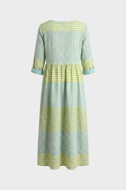 Damen Kariertes Sommerkleid | Midi