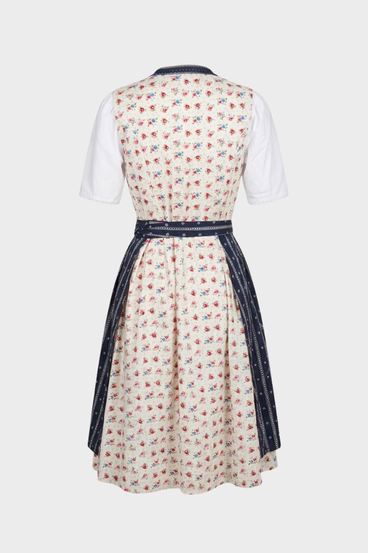 Damen Dirndl-Midikleid | Frontschnürung & Faltenrock