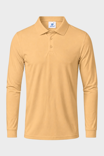 Herren Poloshirt Langarm mit Knopfleiste