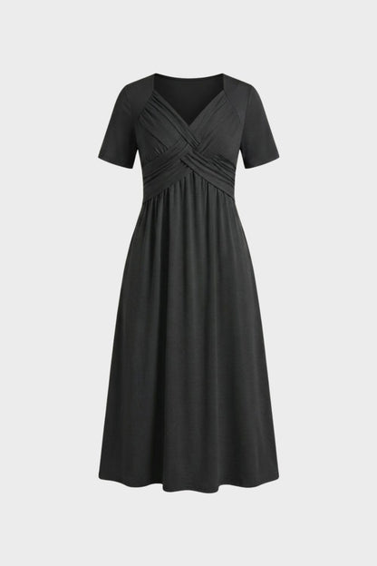 Damen Wickel Midikleid | Bauchweg