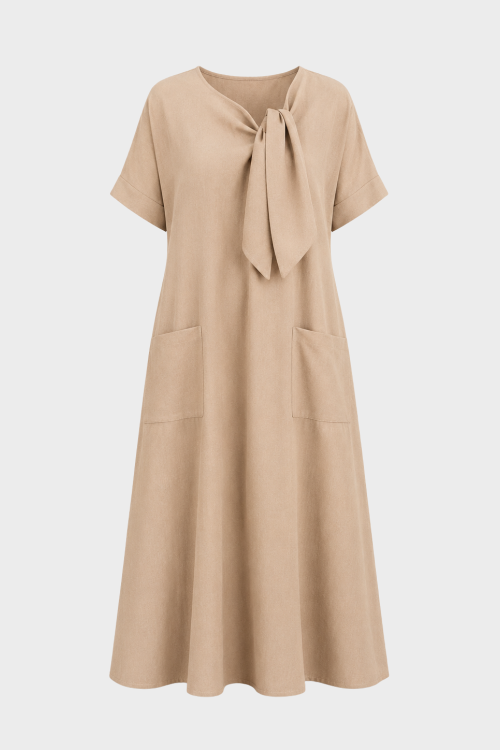 Damen Leinenkleid Taschen | Lässig