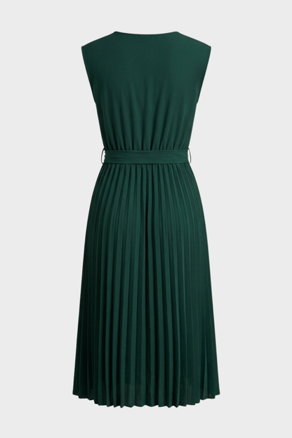 Midikleid Damen mit Plisseerock und Gürtel