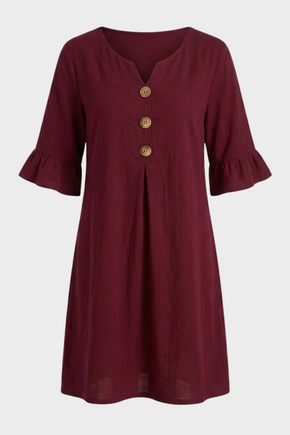Damen Volant Sommerkleid | Knöpfe
