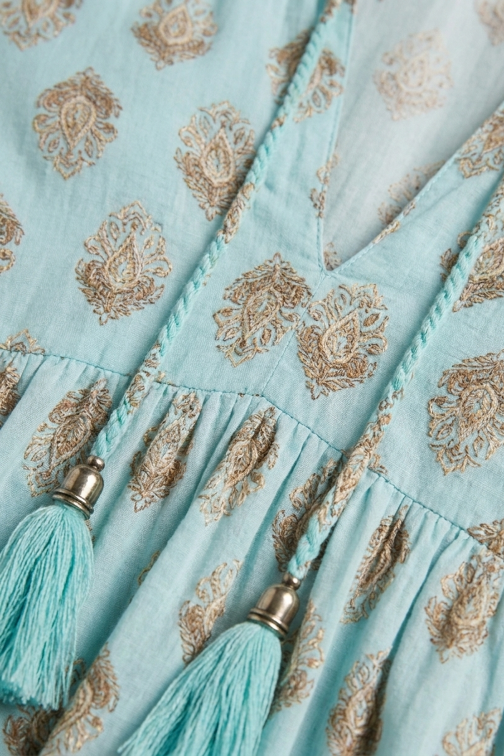 Damen Boho Maxikleid | Quastenband