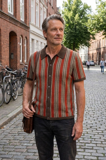 Herren Strick Polo | Jacquard