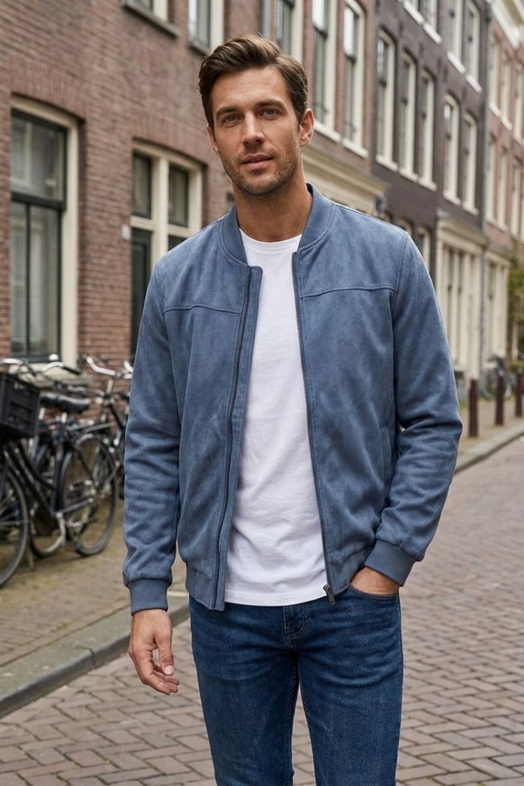 Herrenjacke mit Reißverschluss und Stehkragen