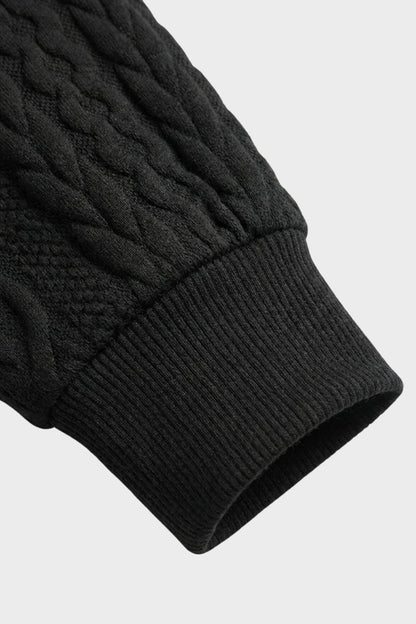 Damen Zopfmuster-Pullover | Reißverschlusskragen