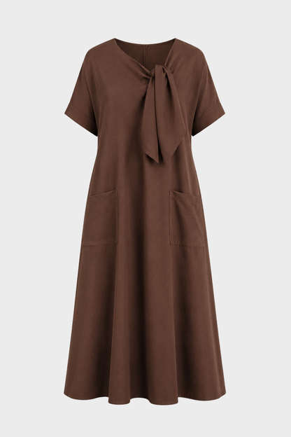 Damen Leinenkleid Taschen | Lässig
