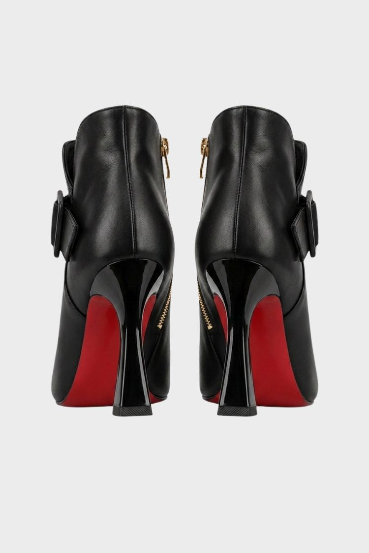 Damen Spitze Stiefeletten | Schnallendetail & Hoher Absatz