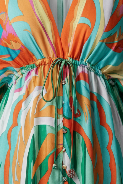 Damen Boho Maxikleid | Kimonoärmel