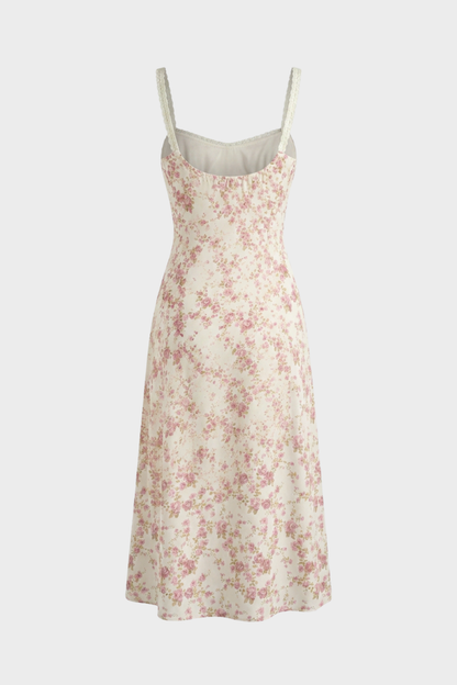 Sommerkleid Damen Midikleid mit Blumenmuster und Trägern