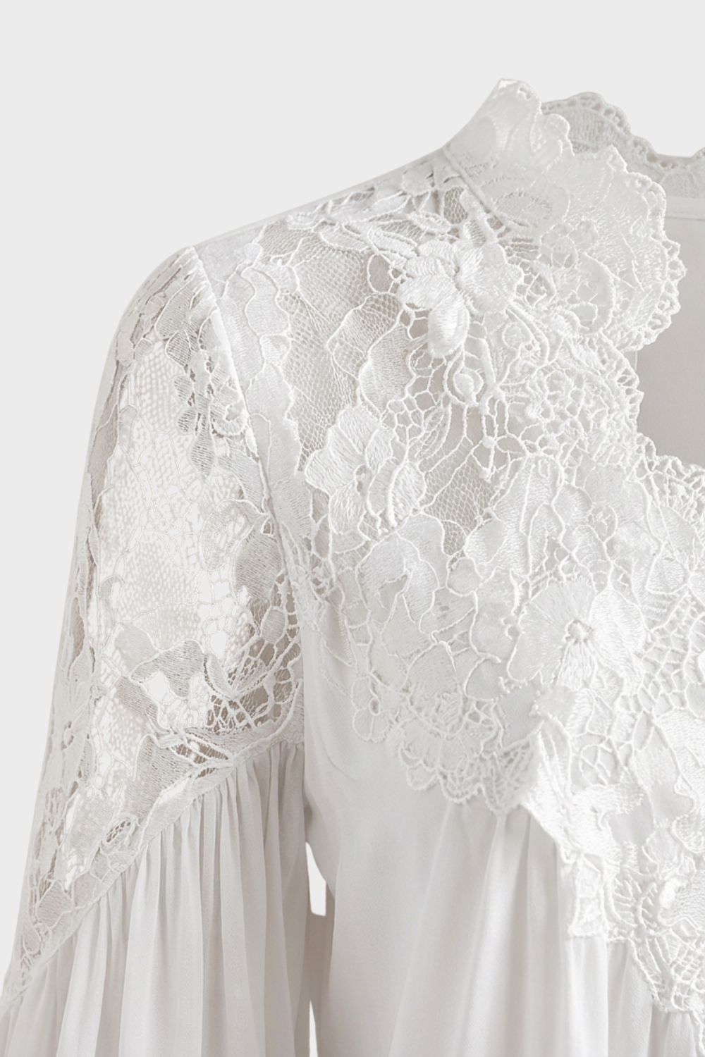 Damen Spitze Bluse | Ballonärmel