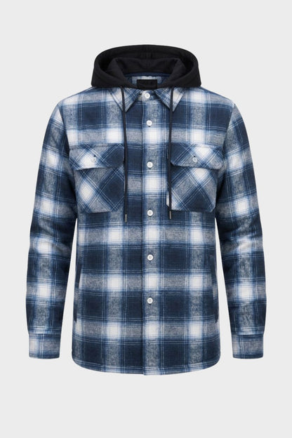 Herren Karo-Freizeitjacke | Kapuze & Pattentaschen