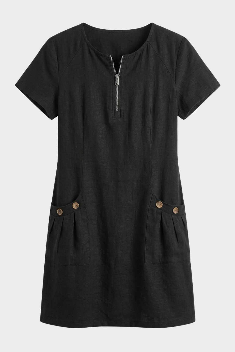 Damen Kurzes Leinenkleid | Taschen