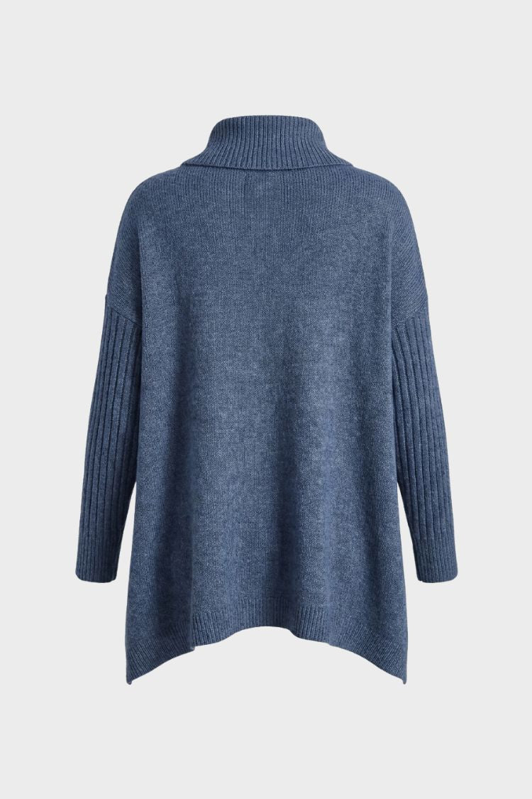 Damen Langer Rollkragenpullover | Asymmetrischer Saum